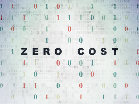 Finance concept: Zero cost on Digital Data Paper background