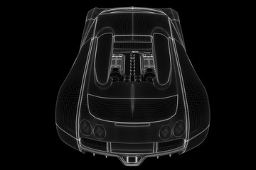 Racing Car Hologram Wireframe. Nice 3D Rendering
