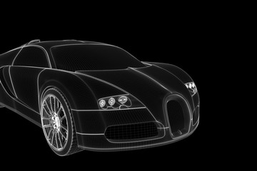 Obraz na płótnie Canvas Racing Car Hologram Wireframe. Nice 3D Rendering 