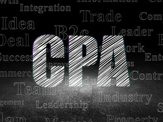 Business concept: CPA in grunge dark room
