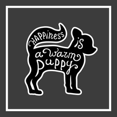 Card with cute puppy on the gray background.