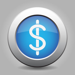 blue metal button with dollar currency symbol