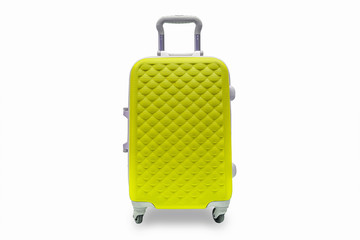 Suitcases yellow, isolated, with clipping path.