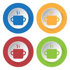set of four icons - cooking pot with smoke