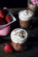 Chocolate mousse with strawberries