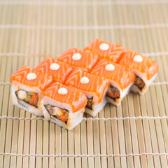 Isolated sushi / rolls.