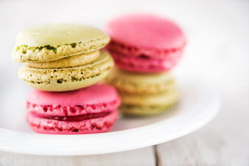 Fototapeta na wymiar Colorful and delicious french macarons