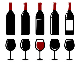 wine bottle and glass set