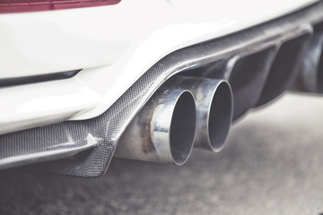 Double exhaust pipes of a modern sports car