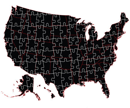 USA administrative map - puzzle