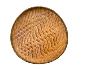 Wicker tray. Isolated on white background with copy space