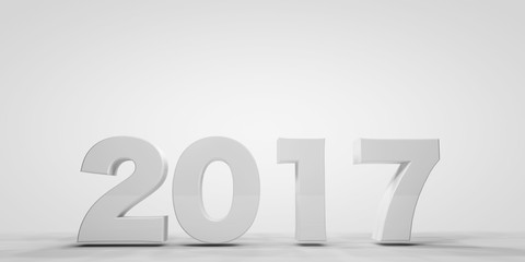 3d 2017 new year on white
