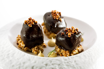 Glazed Veal Slice with Buckwheat and Mushroom