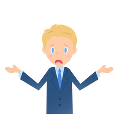 がっかりするビジネスマン、男性会社員のイラスト素材
