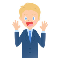 驚くビジネスマン、男性会社員のイラスト素材