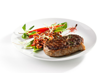 Beef Steak with Red Bean Garnish