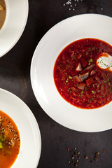 Delicious Soup on Black Slate Background