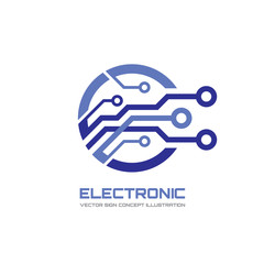 Modern electronic technology - vector logo concept illustration for corporate identity. Digital creative symbol. Abstract computer chip sign. Design element.