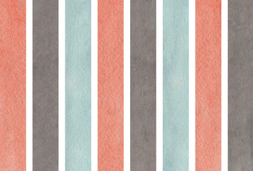 Watercolor pink, blue and grey striped background.