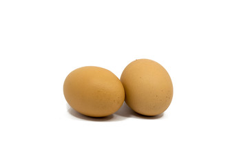 Two eggs isolated on white background