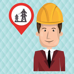 man with tower energy isolated icon design, vector illustration  graphic 