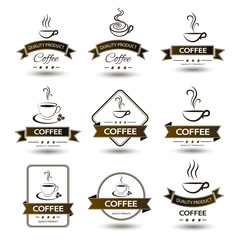 set of badges coffee cup drink