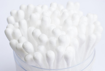 swabs cotton buds on white background