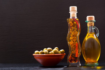 various bottles of olive oil