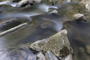 The river - flowing water between the rocks.