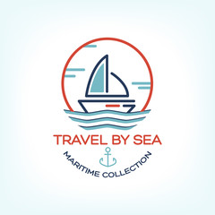 Travel by sea. Maritime collection illustration