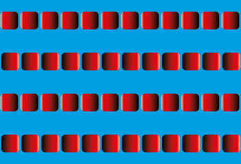 Illusory motion, optical illusion - the rows of red squares seem to sway leftward and rightward, and to run counter - seamless pattern with option to write your text between the moving lines.