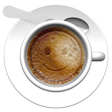 Tazza di caffè con disegnata emoticon.