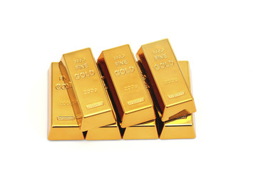 Many gold bars in a row