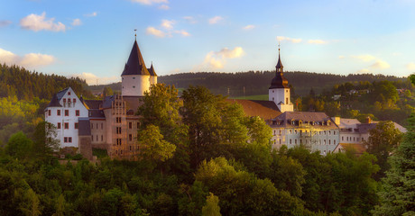 Fototapeta na wymiar Schloss und Kirche in Schwarzenberg Erzgebirge