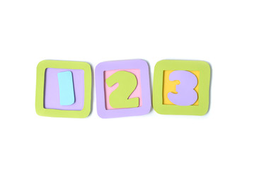 Number block paper cut on white background - isolated