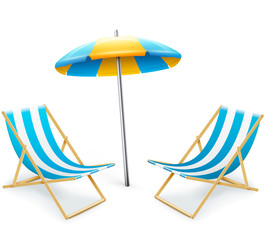 stripped deck-chair with umbrella beach inventory