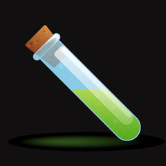 Green elixir in the bottle with stopper game icon.