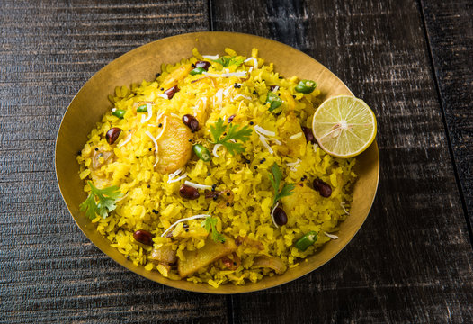 poha or aalu poha or pohe made up of beaten rice or flattened rice, favourite indian snack