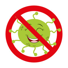 bacterium character denied isolated icon design