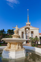 Fototapeta premium Sochi, Russia - Fountain near Seaport Building