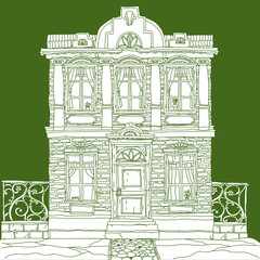 Vector house on green