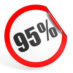 Discount 95 percent off. 3D illustration.
