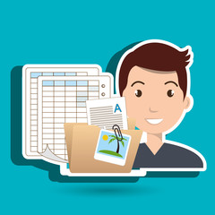 man with papers  isolated icon design, vector illustration  graphic 