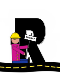 Alphabet Children Highway Construction R