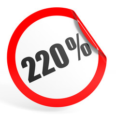 Discount 220 percent off. 3D illustration.
