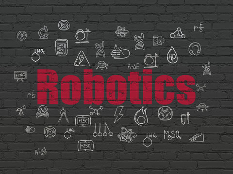 Science concept: Robotics on wall background