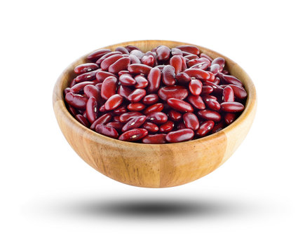 red bean in wood bowl