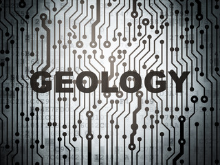 Studying concept: circuit board with Geology