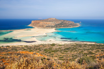 beautiful Balos Lagoon and Gramvousa Island in Crete