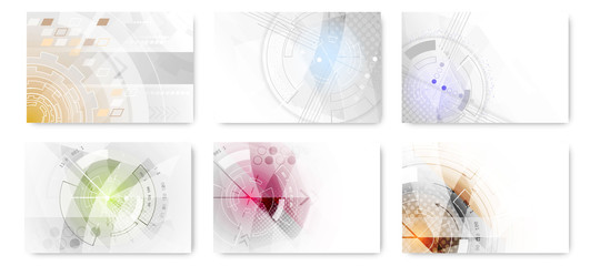Set of abstract technological futuristic background.